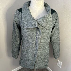 The North Face Women’s Long Pseudio Cowlneck Full Zip Green Puffer Jacket